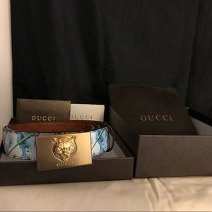 Gucci Tiger Blue Bloom Belt